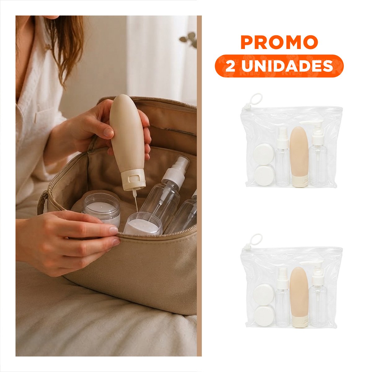 PACK2 PAQUETE DE 5 BOTELLAS DE VIAJE PARA LLEVAR LAS CREMAS Y EL CHAMPU BLANCO YREGALO STICKER - 1