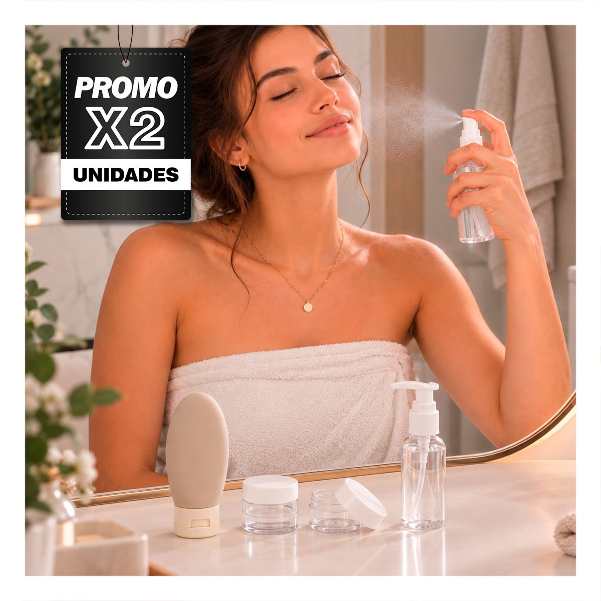 PACK2 LOTE DE 5 BOTELLAS DE VIAJES PARA GUARDAR LAS CREMAS Y EL CHAMPU BLANCO - 1