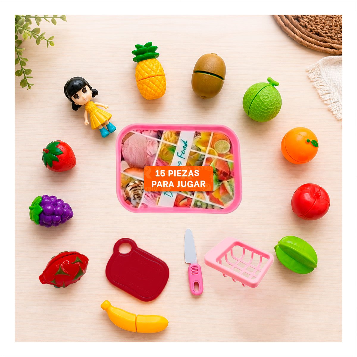 KIT DE ACCESORIOS PARA PREPARAR FRUTAS Y VERDURAS MULTICOLOR 15PZ Y PAPEL REGALO - 1
