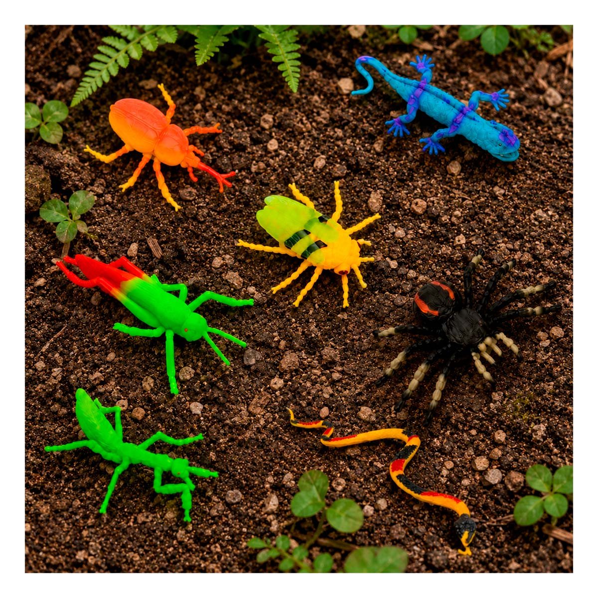 PACK2 BOLSA DE ANIMALES INSECTOS 7 PZ MULTICOLOR PARA JUEGO EDUCATIVO INFANTIL - 3