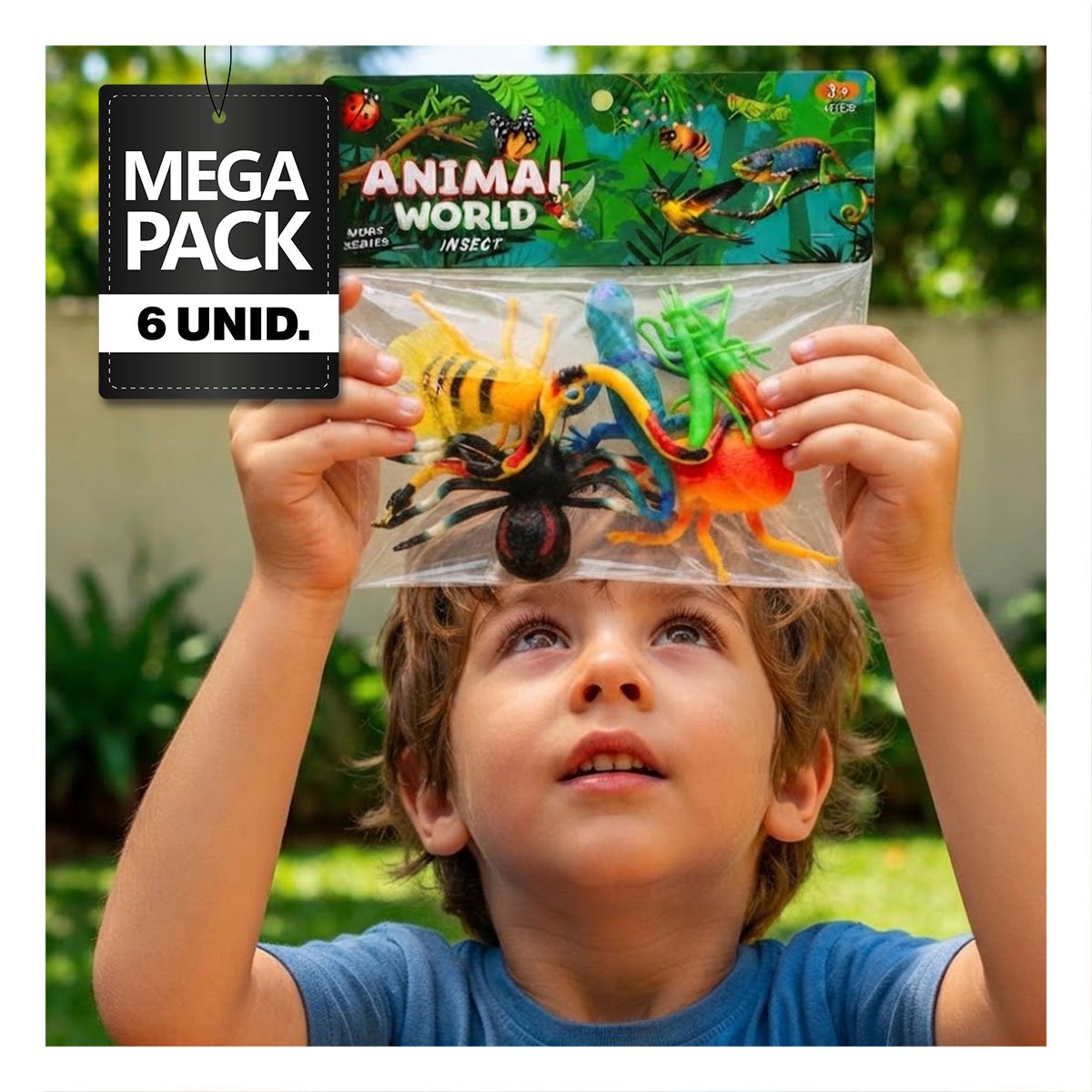 PACK7 PAQUETE CON ANIMALES INSECTOS 7 PZ MULTICOLOR PARA APRENDIZAJE Y DIVERSION - 1