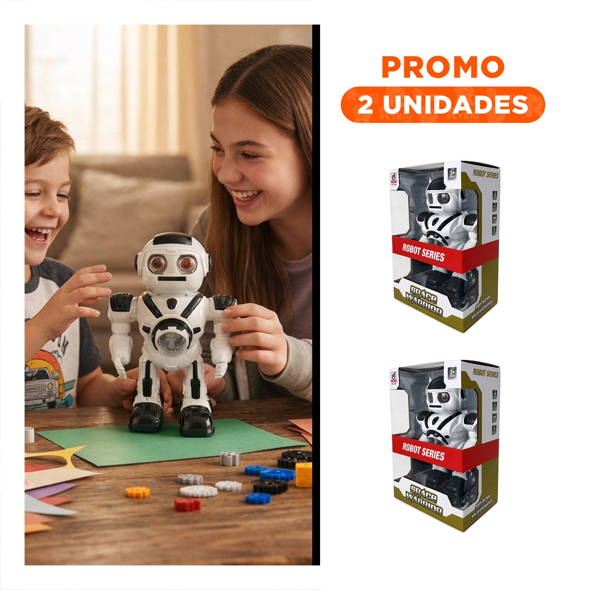 PACK2 FIGURA DE ROBOT LANZA DISCOS NEGRO Y BLANCO PARA NINOS DE JUEGO EN EL HOGAR - 1