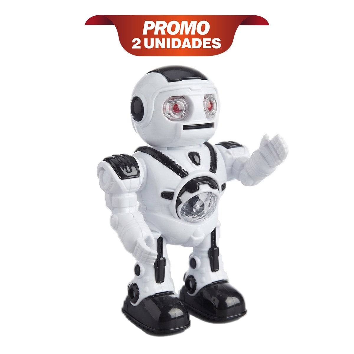 PACK2 BOT ROBOT LANZA DISCOS NEGRO Y BLANCO PARA NINOS DE JUEGO PRACTICO YREGALO STICKER - 1