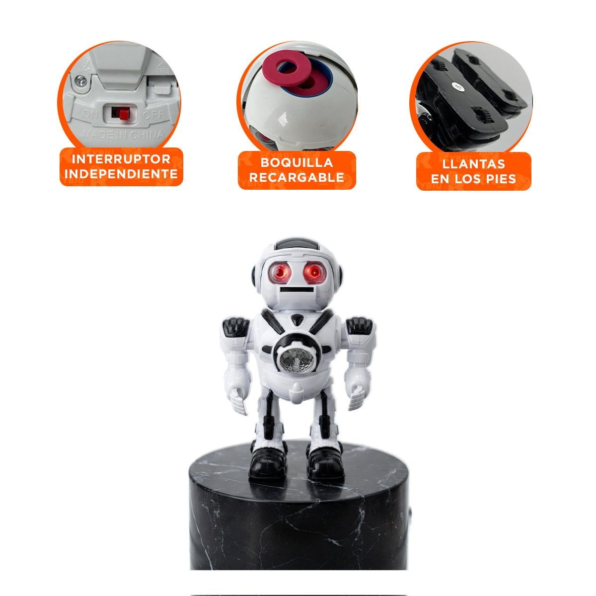PACK2 BOT ROBOT LANZA DISCOS NEGRO Y BLANCO PARA NINOS DE JUEGO PRACTICO YREGALO STICKER - 4