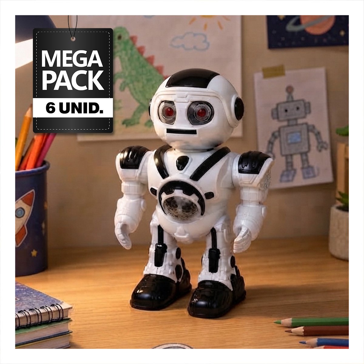 PACK6 ARTICULO ROBOT LANZA DISCOS PARA NINOS DE JUEGO PRACTICO EN HOGAR YPAPEL REGALO - 1