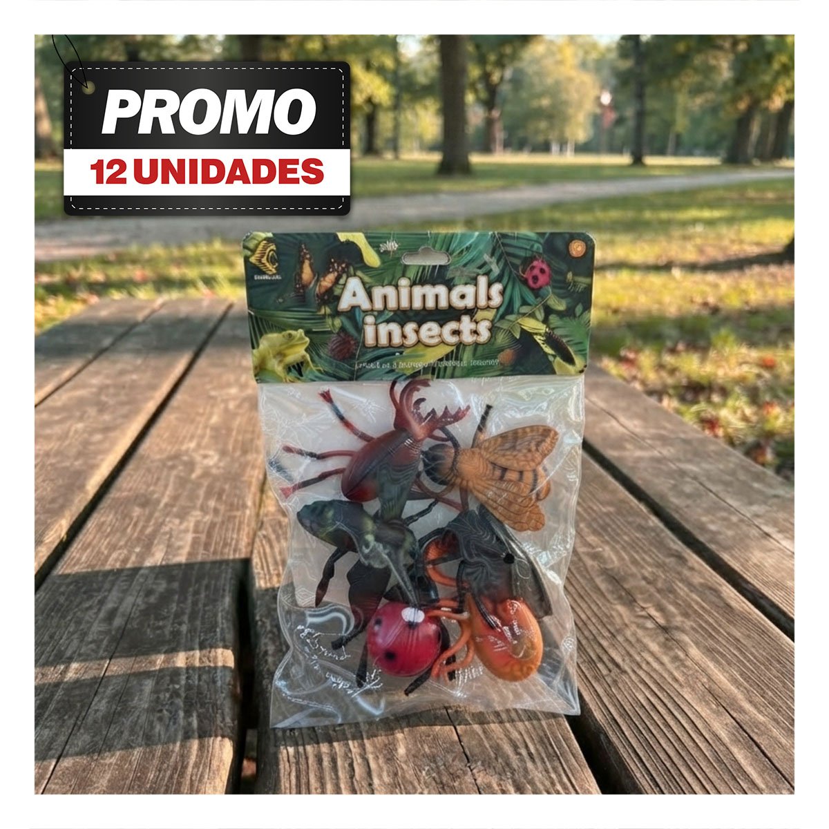PACK12 CAJA DE FIGURAS DE ANIMALES E INSECTOS 6 PIEZAS MULTICOLOR PARA NINOS YPAPEL REGALO - 1