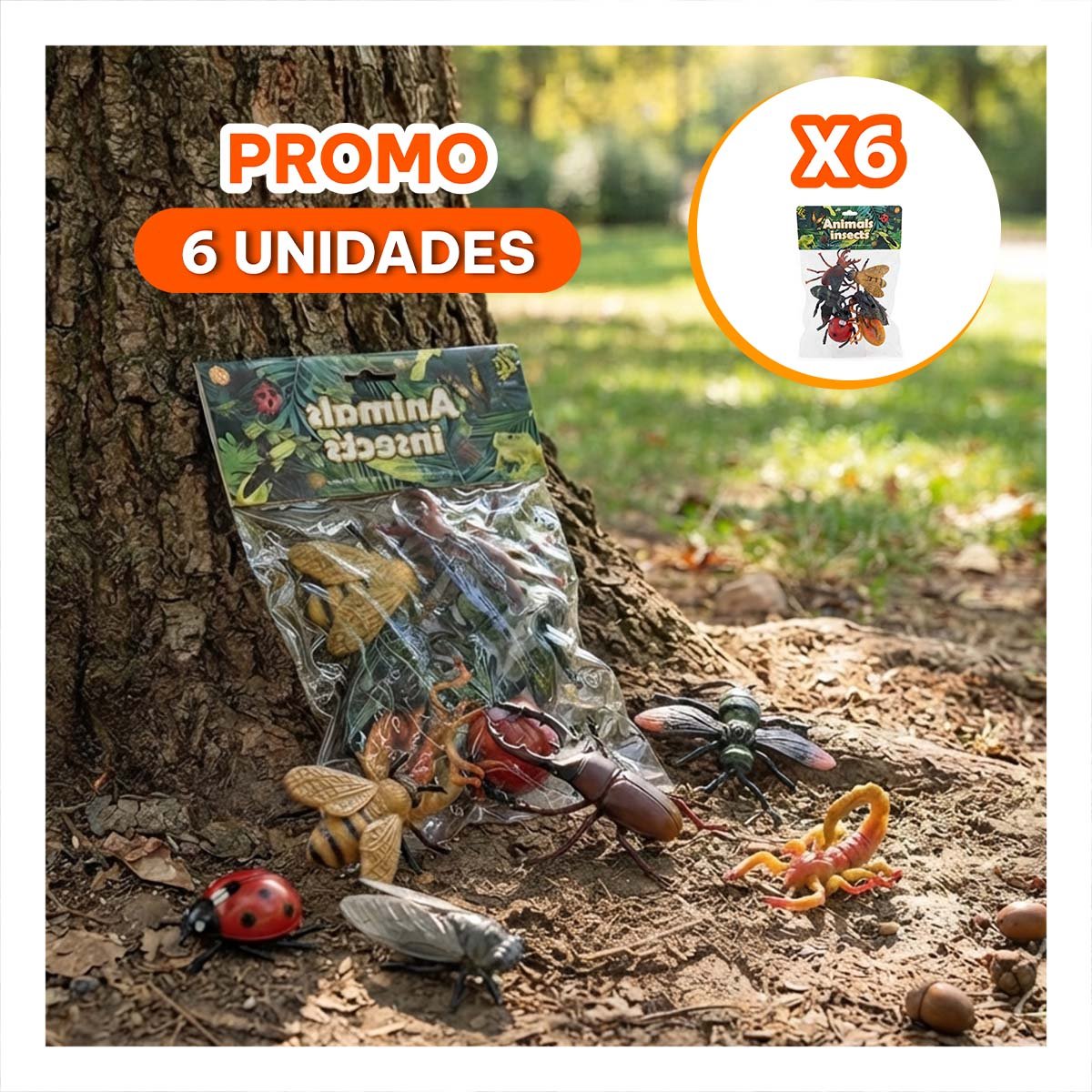 PACK6 COLECCION DE ANIMALES E INSECTOS 6 PIEZAS MULTICOLOR PARA LOS NINOS - 1