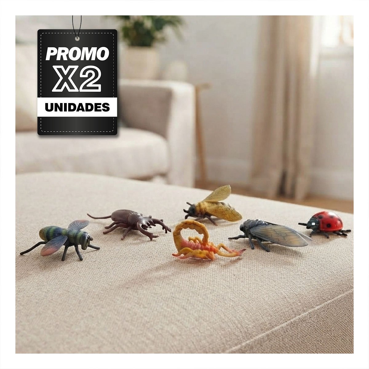 PACK2 KIT DE FIGURAS DE ANIMALES E INSECTOS CON BOLSA DE 6 PIEZAS MULTICOLOR YPAPEL REGALO - 1