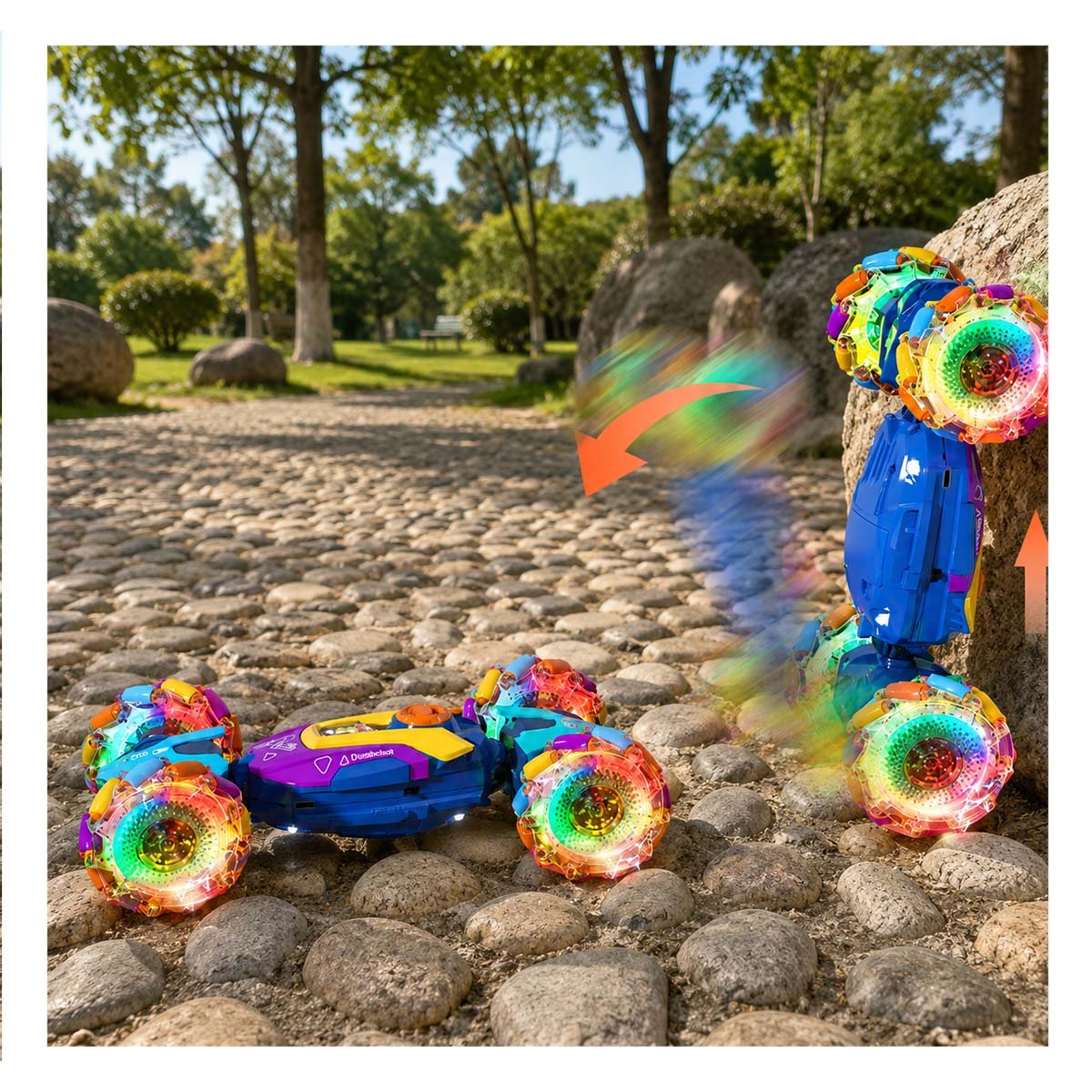 AUTO ACROBATICO CON CONTROL Y RELOJ MULTICOLOR PARA NINOS DE JUEGO EN HOGAR - 1