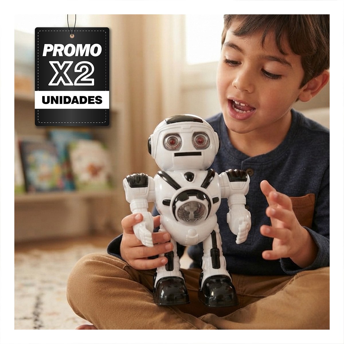 PACK2 ANDROIDE ROBOT LANZA DISCOS NEGRO Y BLANCO PARA NINOS DE JUEGOS EN EL HOGAR YPAPEL REGALO - 1