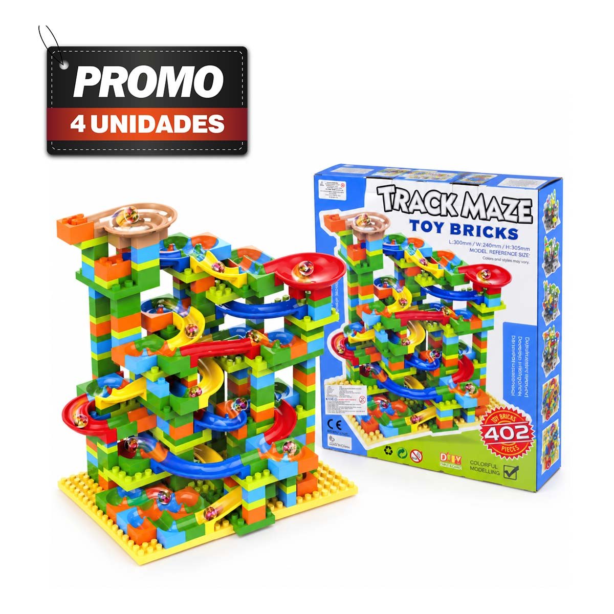 PACK4 JUEGO DE CANICAS MULTICOLOR 402 PIEZAS PARA NINOS CON JUEGO DE CASA FINA YPAPEL REGALO - 1
