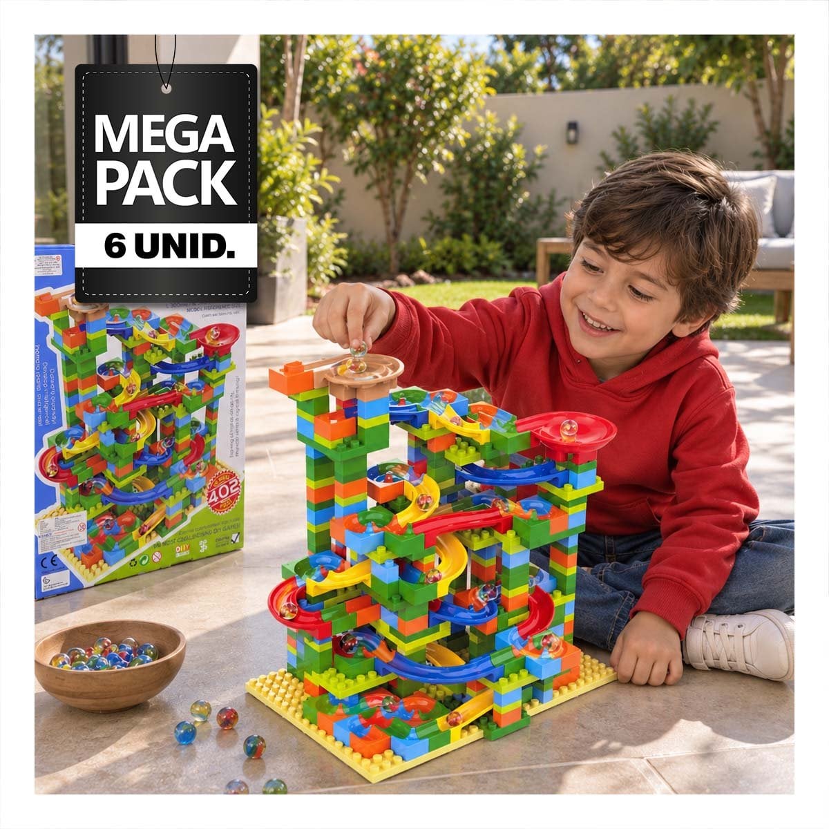 PACK6 PISTA DE CANICAS MULTICOLOR 402 PIEZAS PARA NINOS DE DIVERSION EN LA CASA YPAPEL REGALO - 1