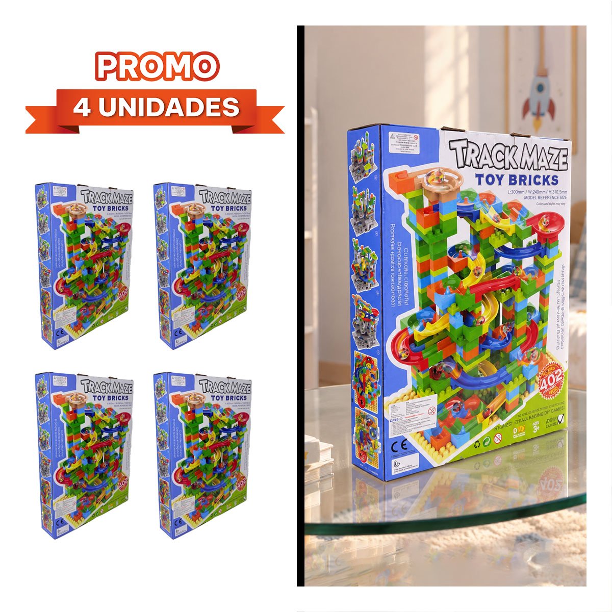 PACK4 CIRCUITO DE CANICAS MULTICOLOR DE 402 PIEZAS PARA NINOS PARA JUGAR EN LA CASA - 1