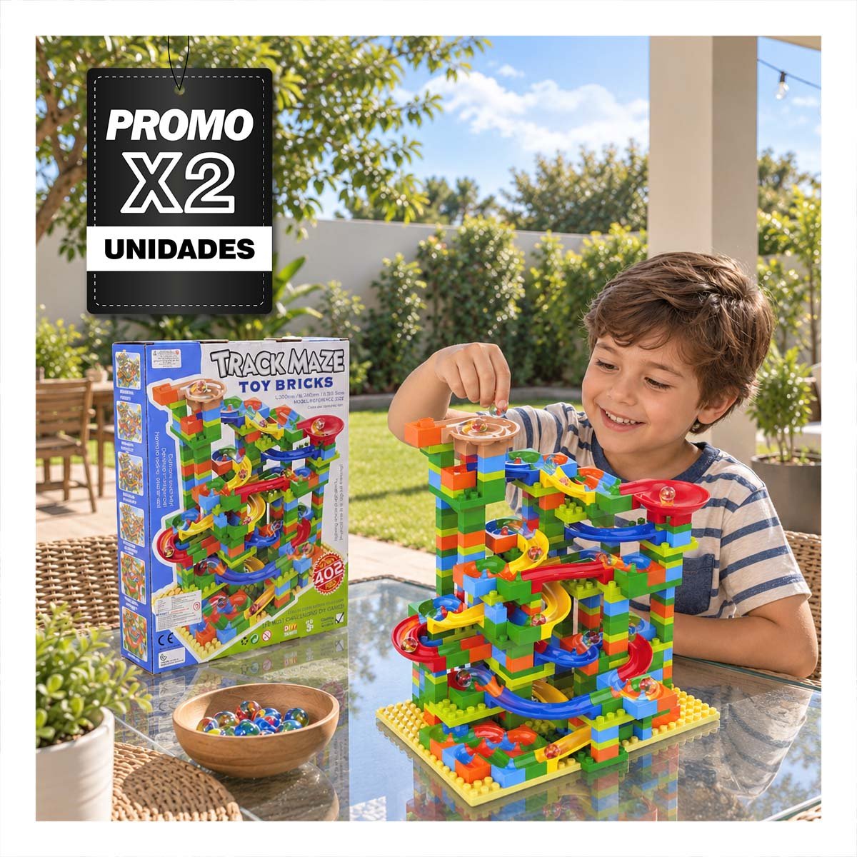 PACK2 PISTA DE CANICAS MULTICOLOR 402 PIEZAS CON JUEGO CREATIVO EN CASA YPAPEL REGALO - 1
