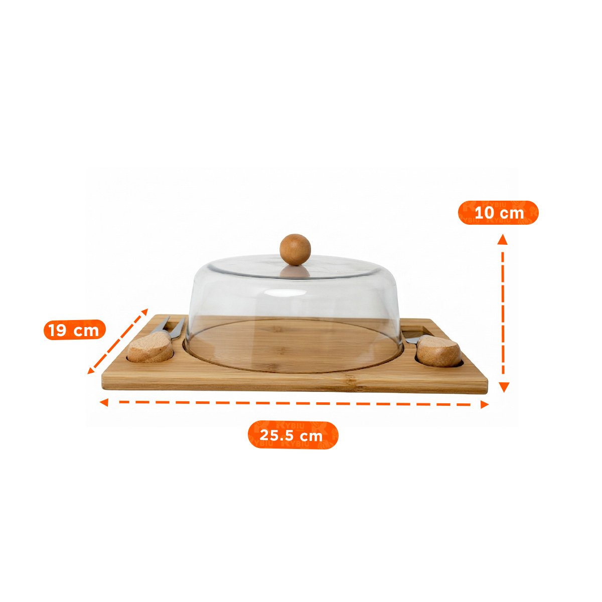 PACK4 TABLA RECTANGULAR CON CUPULA CON 2 UTENSILIOS PARA SERVIR COMIDAS EN EL COMEDOR - 3