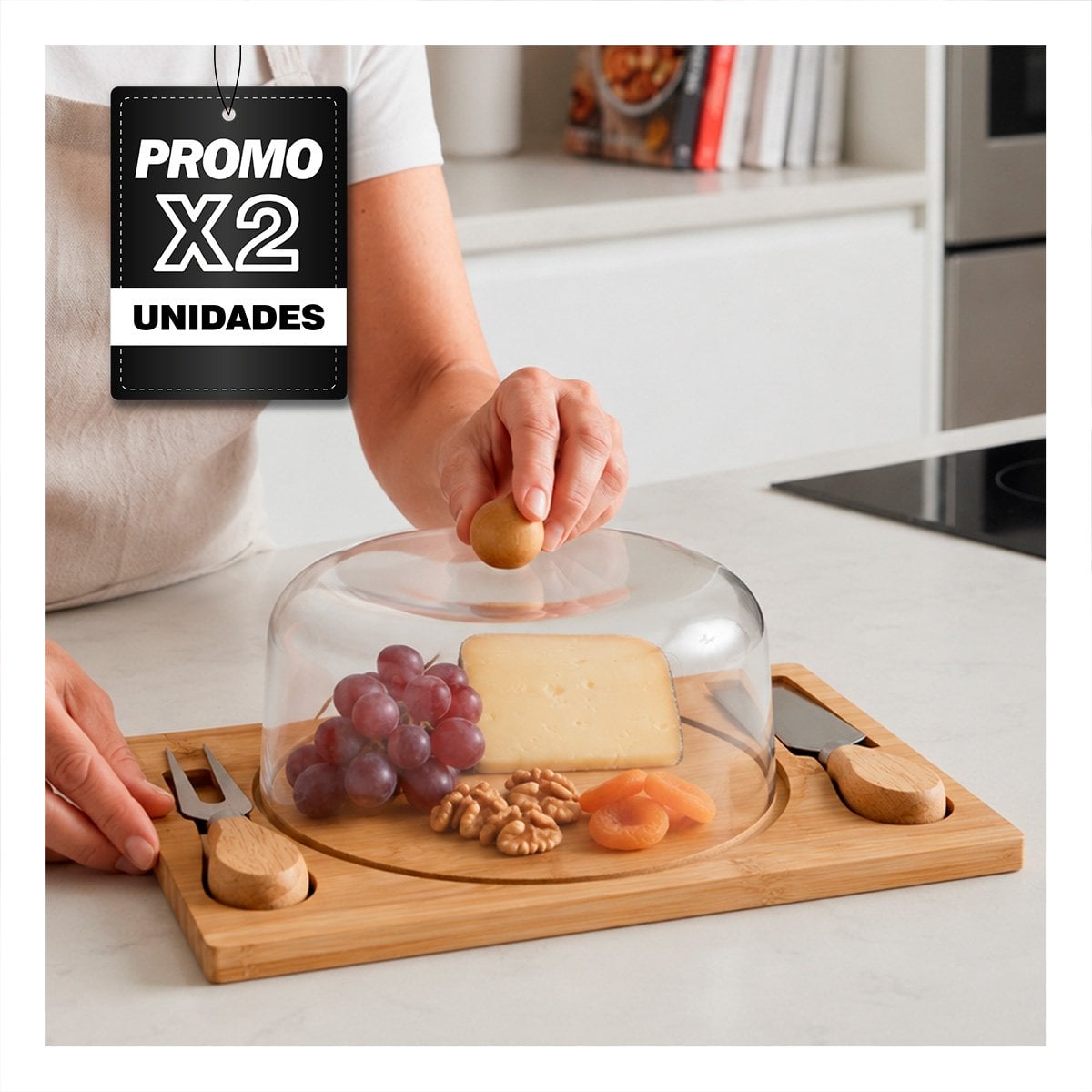 PACK2 TABLERO PARA COCINA Y HOGAR DE MADERA CON 2 UTENSILIOS YPAPEL REGALO - 1