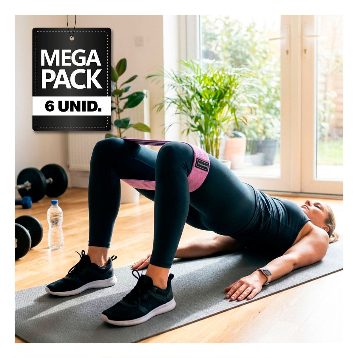 PACK6 SET DE BANDAS ELASTICAS PARA FITNESS COLOR MULTICOLOR DE TELA YPAPEL REGALO - 1