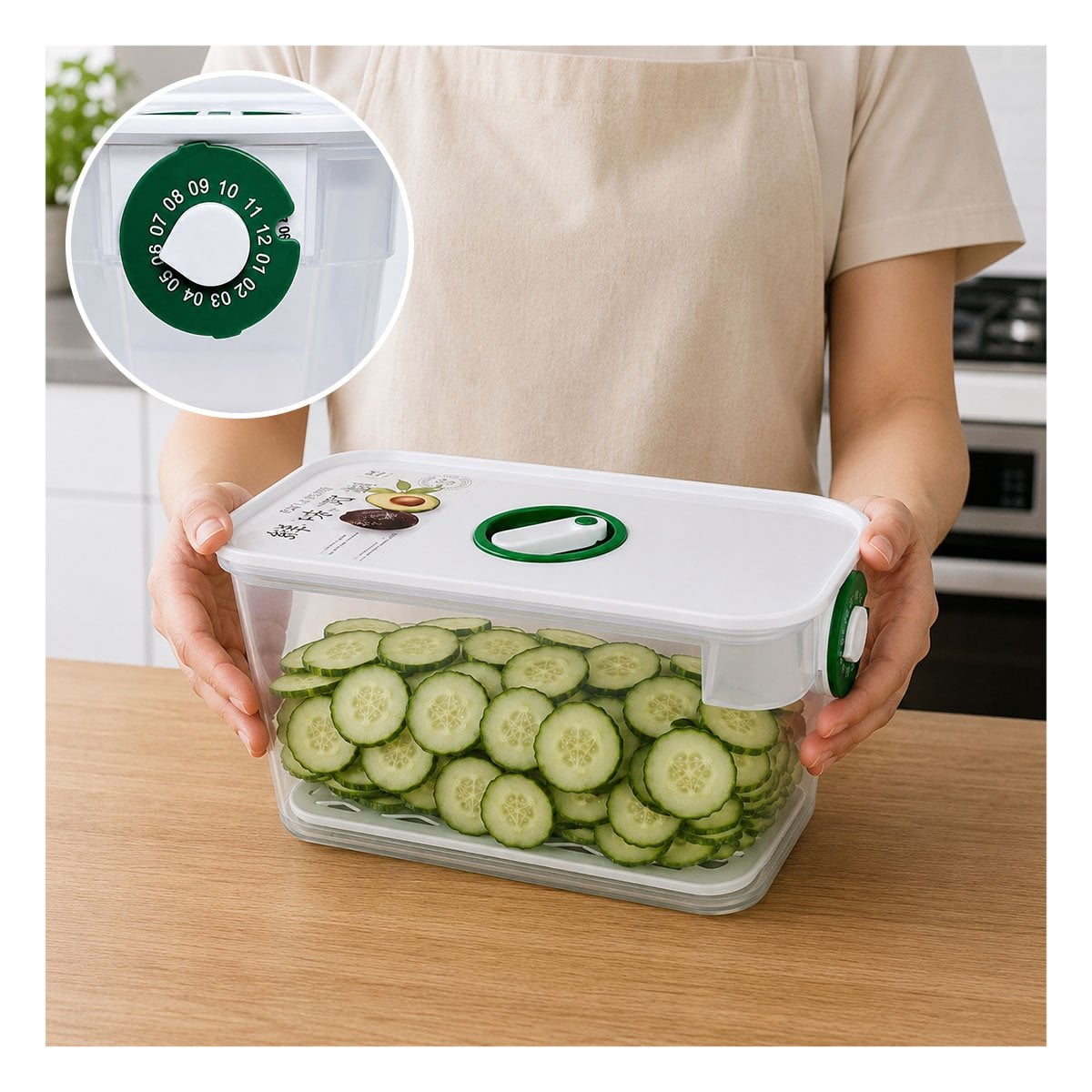 PACK12 ENVASE VERDE HERMÉTICO PARA GUARDAR COMIDAS PREPARADAS YREGALO STICKER - 2