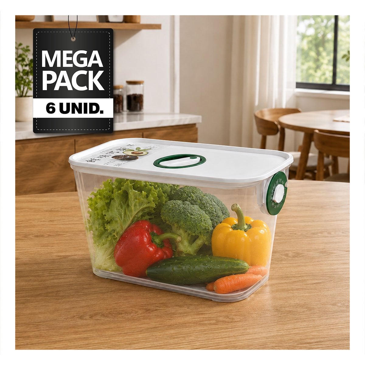 PACK6 RECIPIENTE VERDE HERMÉTICO PARA ALMACENAR COMIDAS Y MANTENERLAS FRESCAS YPAPEL REGALO - 1