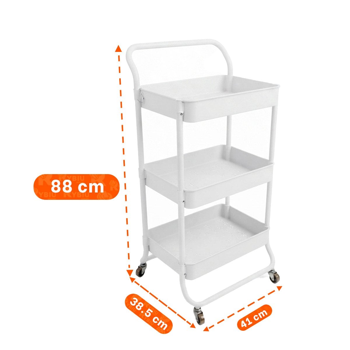 ORGANIZADOR CARRITO AUXILIAR DE 3 NIVELES MANGO GRANDE COCINA Y BANO BLANCO - 2