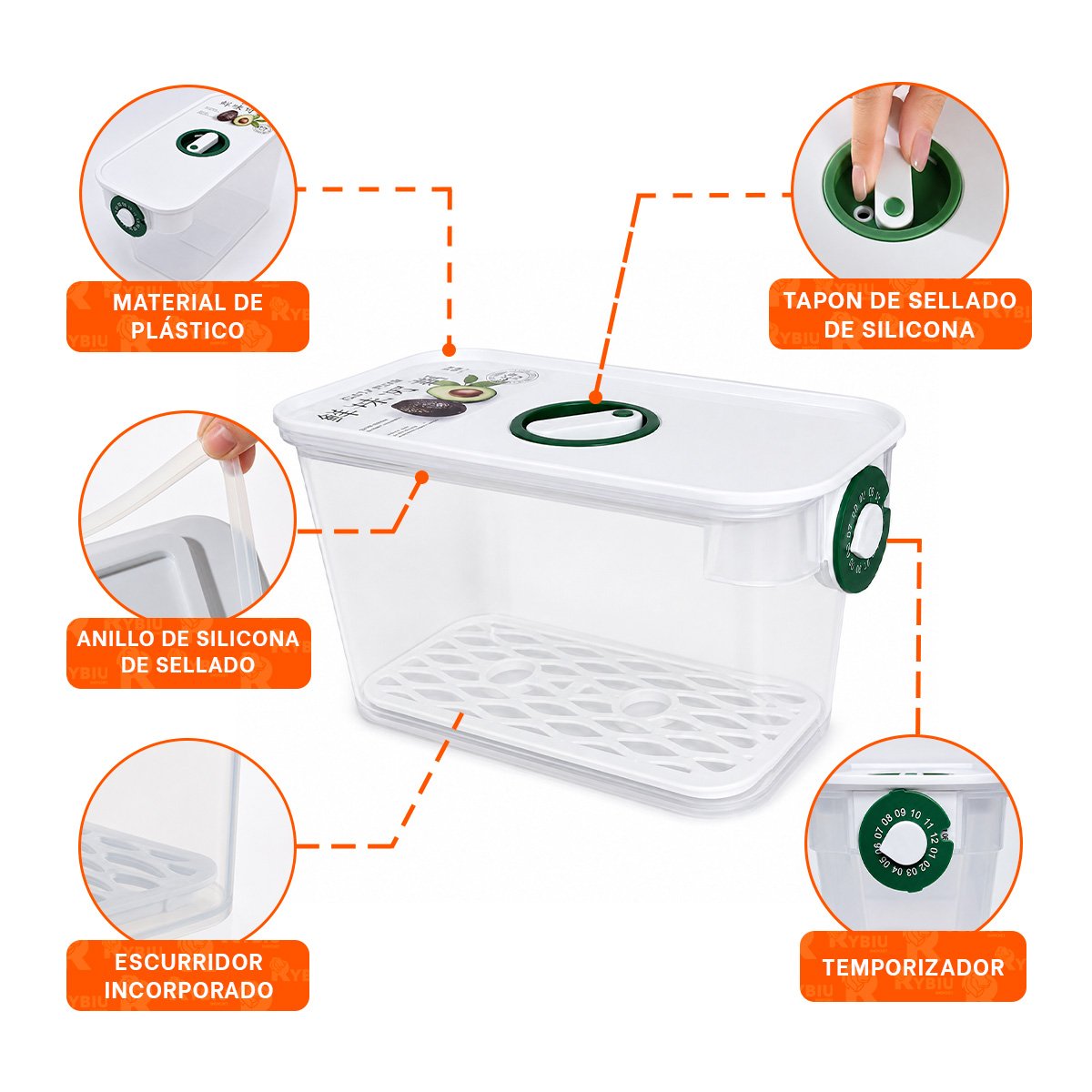 RECIPIENTE HERMÉTICO VERDE PARA GUARDAR COMIDAS PREPARADAS EN CASA Y PAPEL REGALO - 4