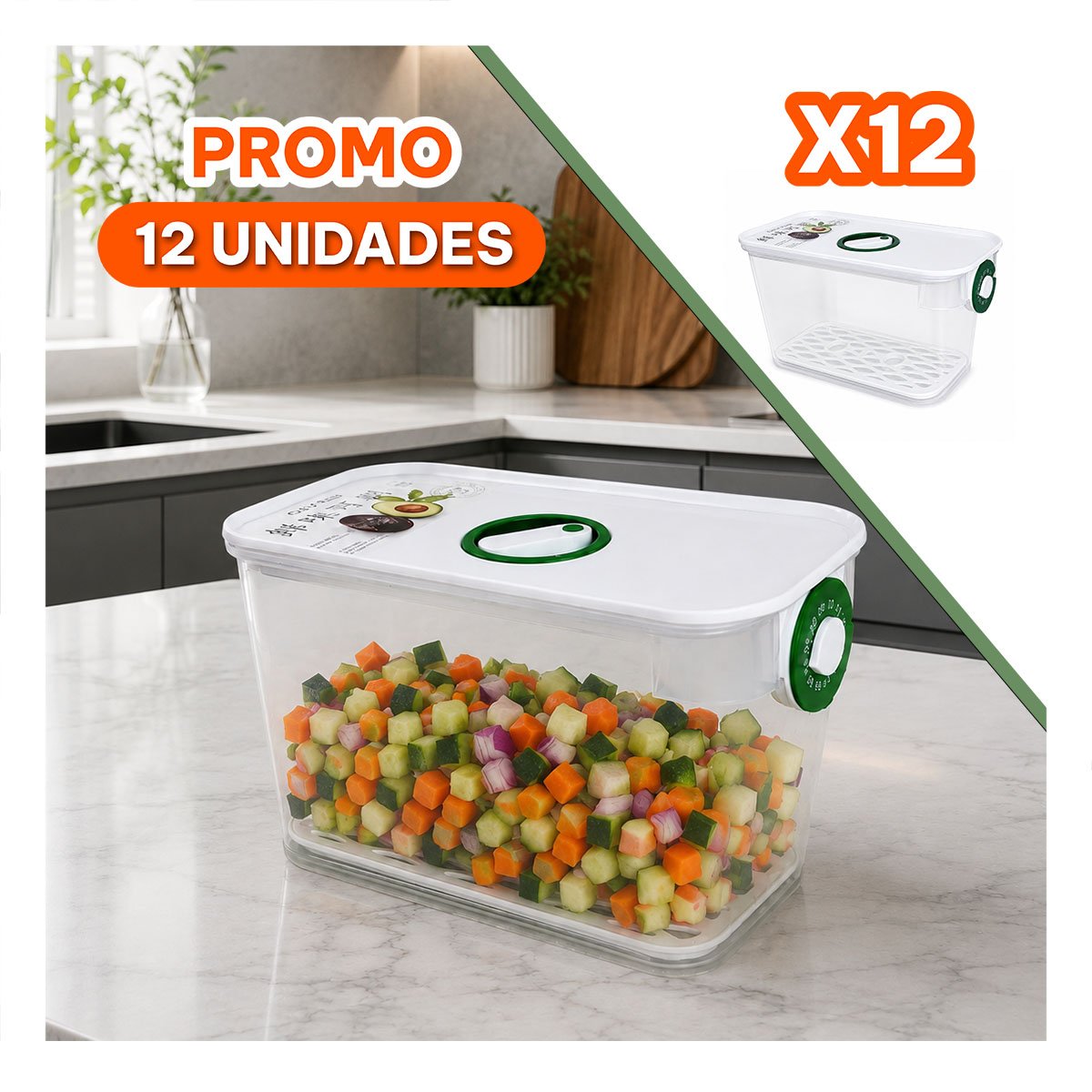 PACK12 TAPER VERDE PARA CONSERVAR ALIMENTOS Y LLEVAR COMIDAS PREPARADAS - 1
