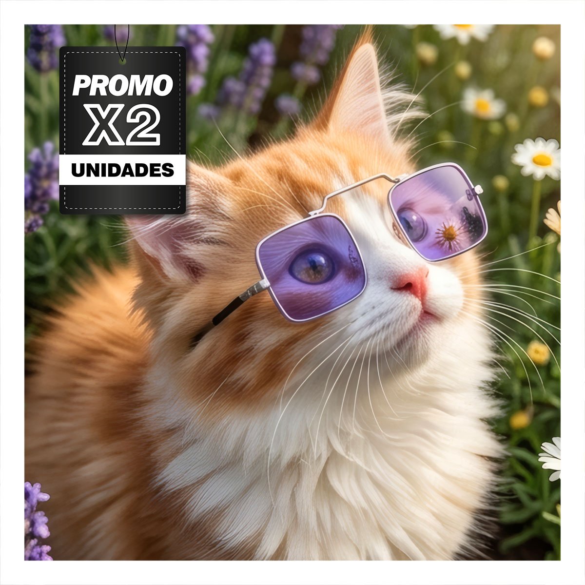 PACK2 ANTEOJOS CUADRADOS PARA MASCOTA MORADO CON ESTILO PARA FOTOGRAFIA CREATIVA YPAPEL REGALO - 1