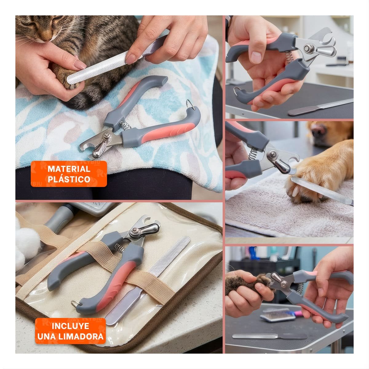 PACK4 ALICATE PARA CORTA UÑA DE MASCOTAS GRANDE ROSADO CON DISEÑO SEGURO YPAPEL REGALO - 3