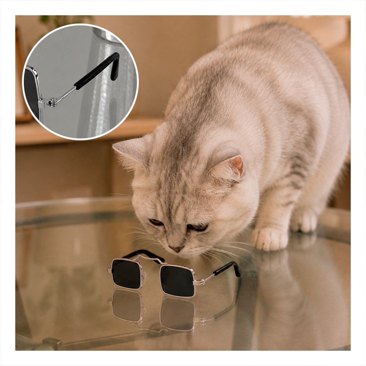 PACK12 ANTEOJOS DECORATIVOS PARA MASCOTA CON DISENO CUADRADO NEGRO PARA EVENTOS YREGALO STICKER - 2