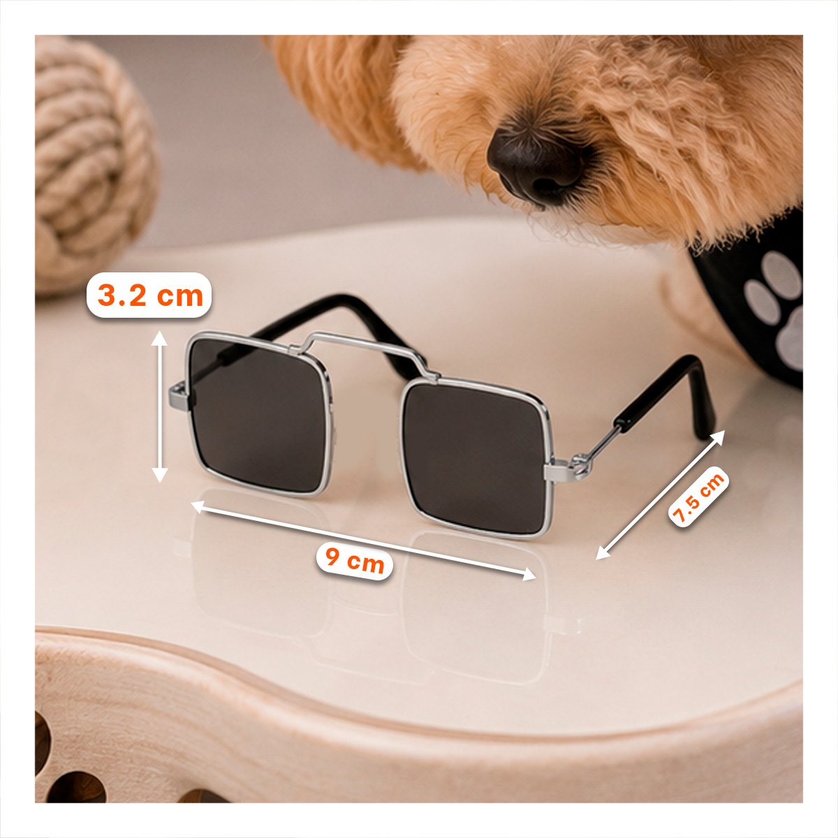 PACK12 ANTEOJOS DECORATIVOS PARA MASCOTA CON DISENO CUADRADO NEGRO PARA EVENTOS YREGALO STICKER - 3