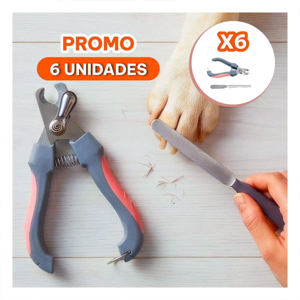 PACK6 CORTADOR DE UÑAS ROSADO GRANDE PARA MASCOTAS CON MANEJO SENCILLO - 1