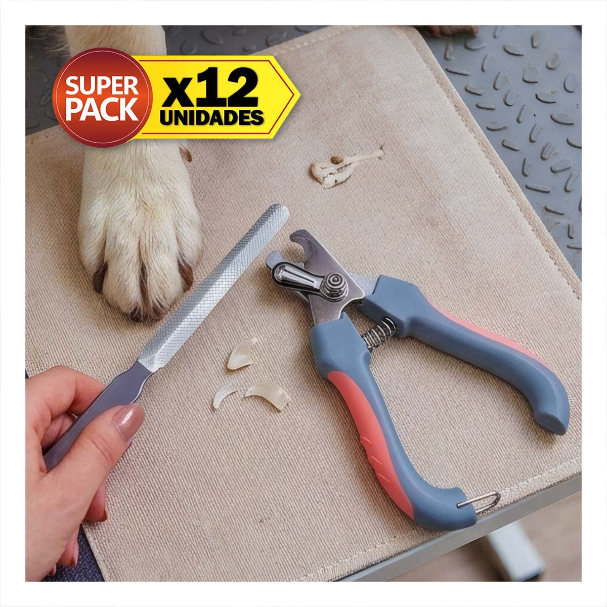 PACK12 TENAZA CORTA UÑA PARA MASCOTAS ROSADO GRANDE CON ALICATE PRACTICO YREGALO STICKER - 1