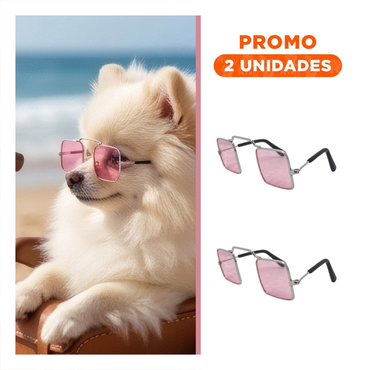 PACK2 GAFAS PARA MASCOTA CON MARCO CUADRADO NEGRO PARA DISFRACES Y PASEOS - 1