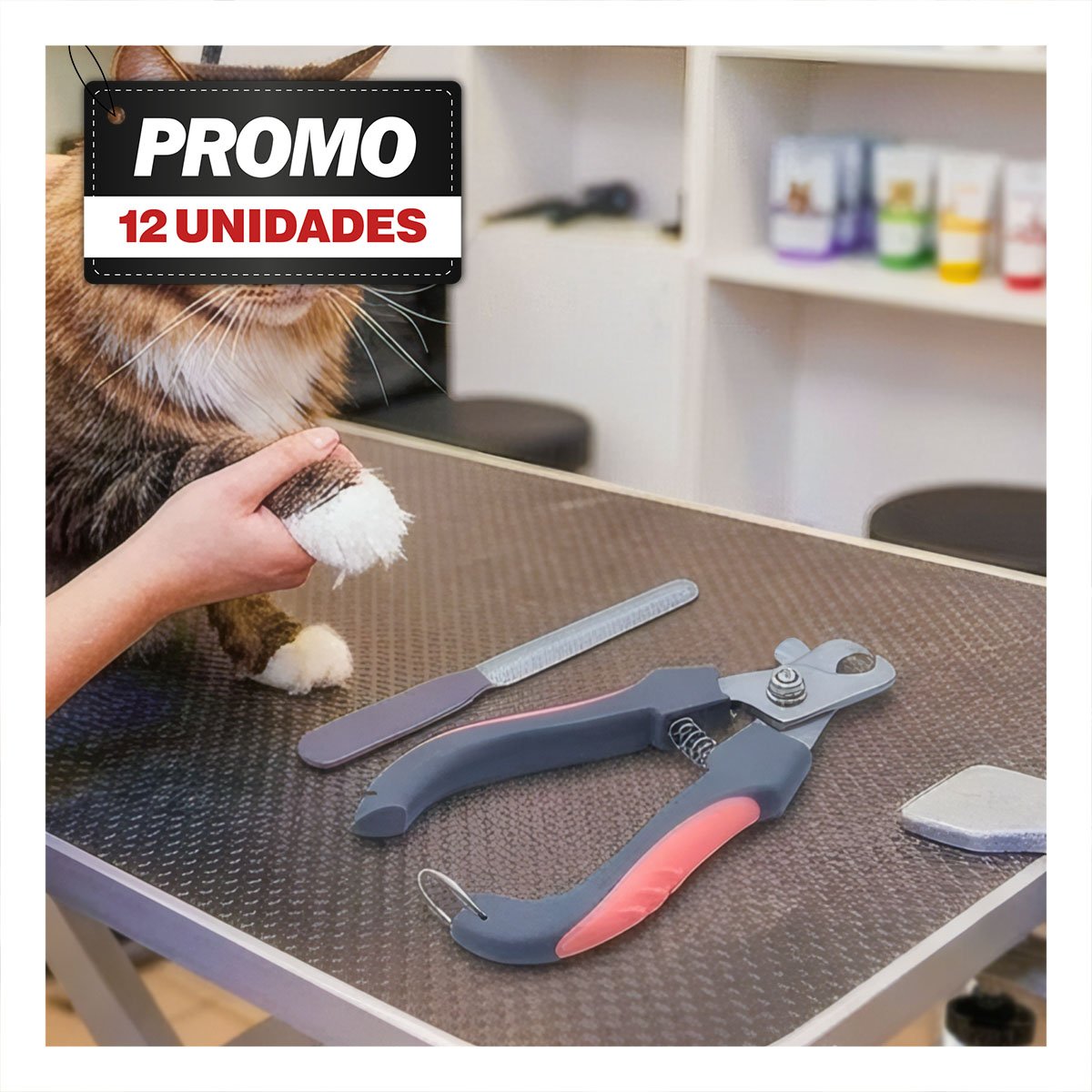 PACK12 ALICATE DE CORTE PARA UÑAS DE MASCOTAS GRANDE ROSADO CON LIMA YPAPEL REGALO - 1