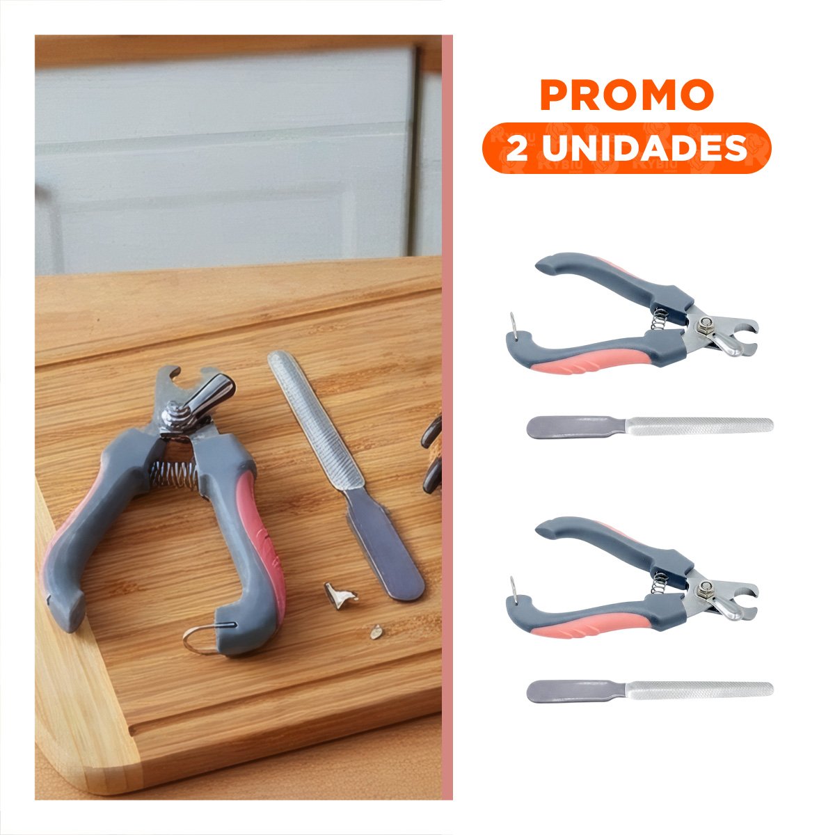 PACK2 CORTADOR PARA MASCOTAS GRANDE ROSADO CON ALICATE Y LIMA FUNCIONAL - 1