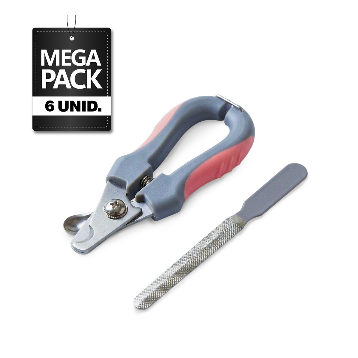 PACK6 ALICATE CORTA UÑA PARA MASCOTAS CON LIMA GRANDE ROSADO INTEGRADA YPAPEL REGALO - 1