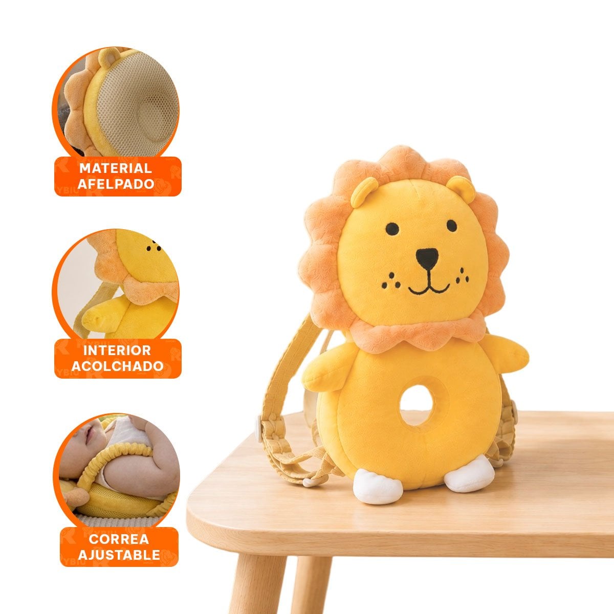 ALMOHADA PROTECTORA LEON AMARILLO PARA CUNA INFANTIL CON DISENO PARA BEBE Y STICKY - 4