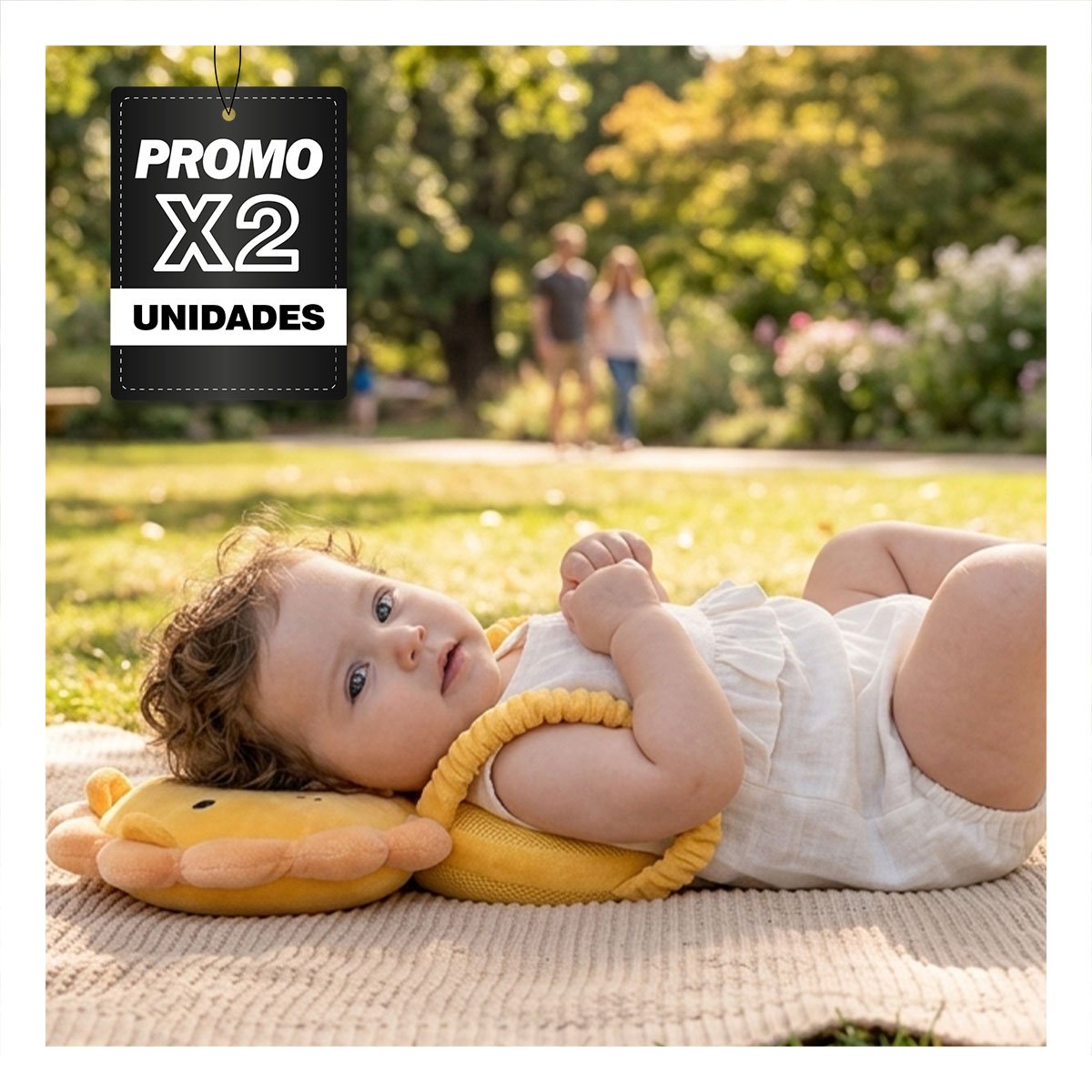 PACK2 ALMOHADILLA PROTECTORA PARA BEBE LEON AMARILLO CON DISENO INFANTIL YPAPEL REGALO - 1
