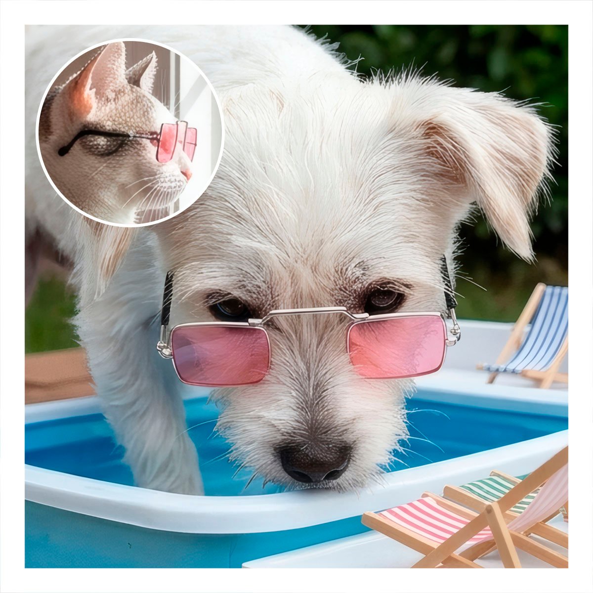 PACK6 ANTEOJOS PARA MASCOTA NEGRO CON ESTILO CUADRADO PARA DISFRACES YREGALO STICKER - 2