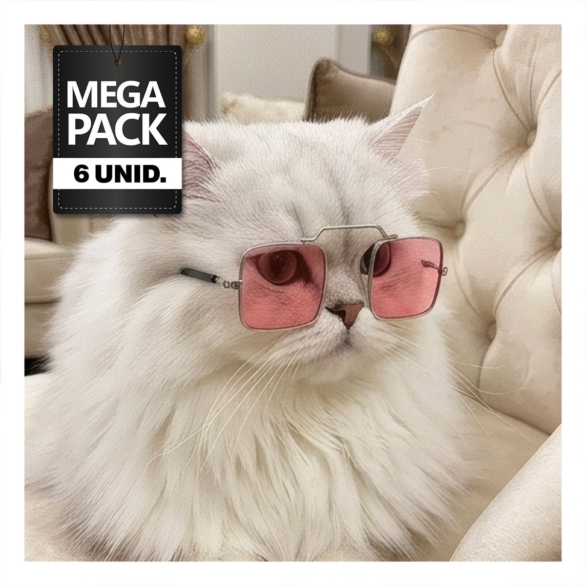 PACK6 GAFAS DECORATIVAS PARA MASCOTA NEGRO CON FORMA CUADRADA PARA FOTOGRAFIA YPAPEL REGALO - 1