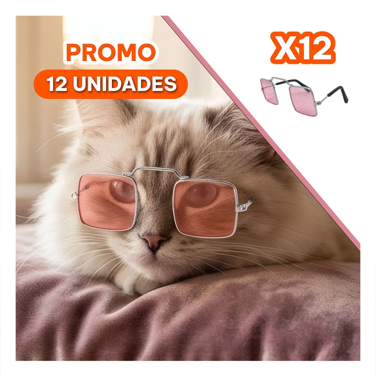 PACK12 LENTES PARA MASCOTA CON FORMA CUADRADA NEGRO PARA REUNIONES FAMILIARES - 1