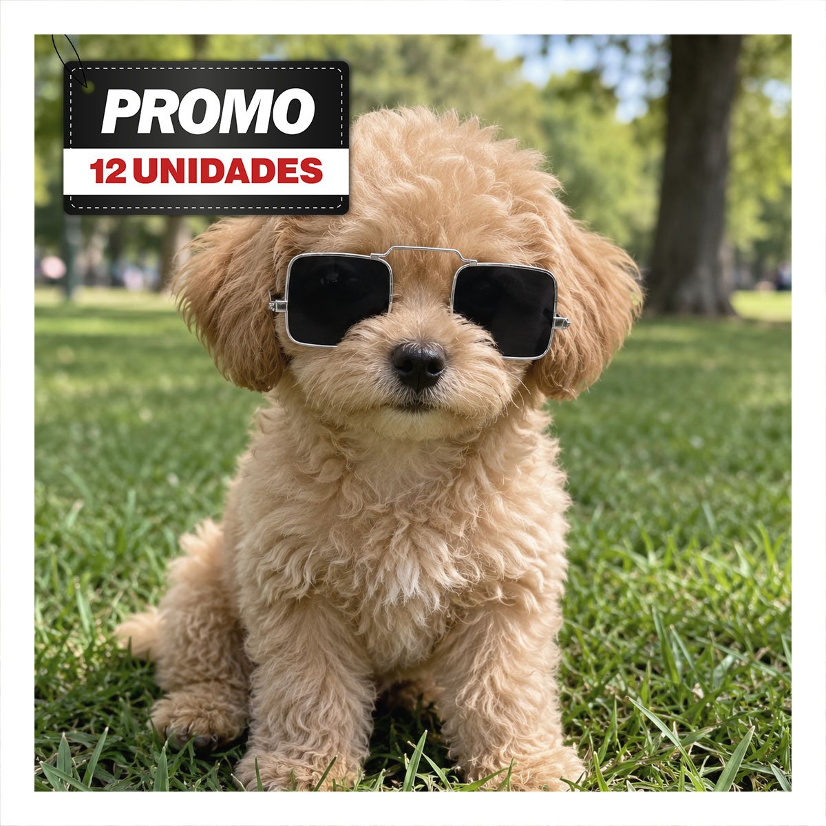 PACK12 GAFAS PARA MASCOTA NEGRO CON MARCO CUADRADO PARA CELEBRACIONES YPAPEL REGALO - 1