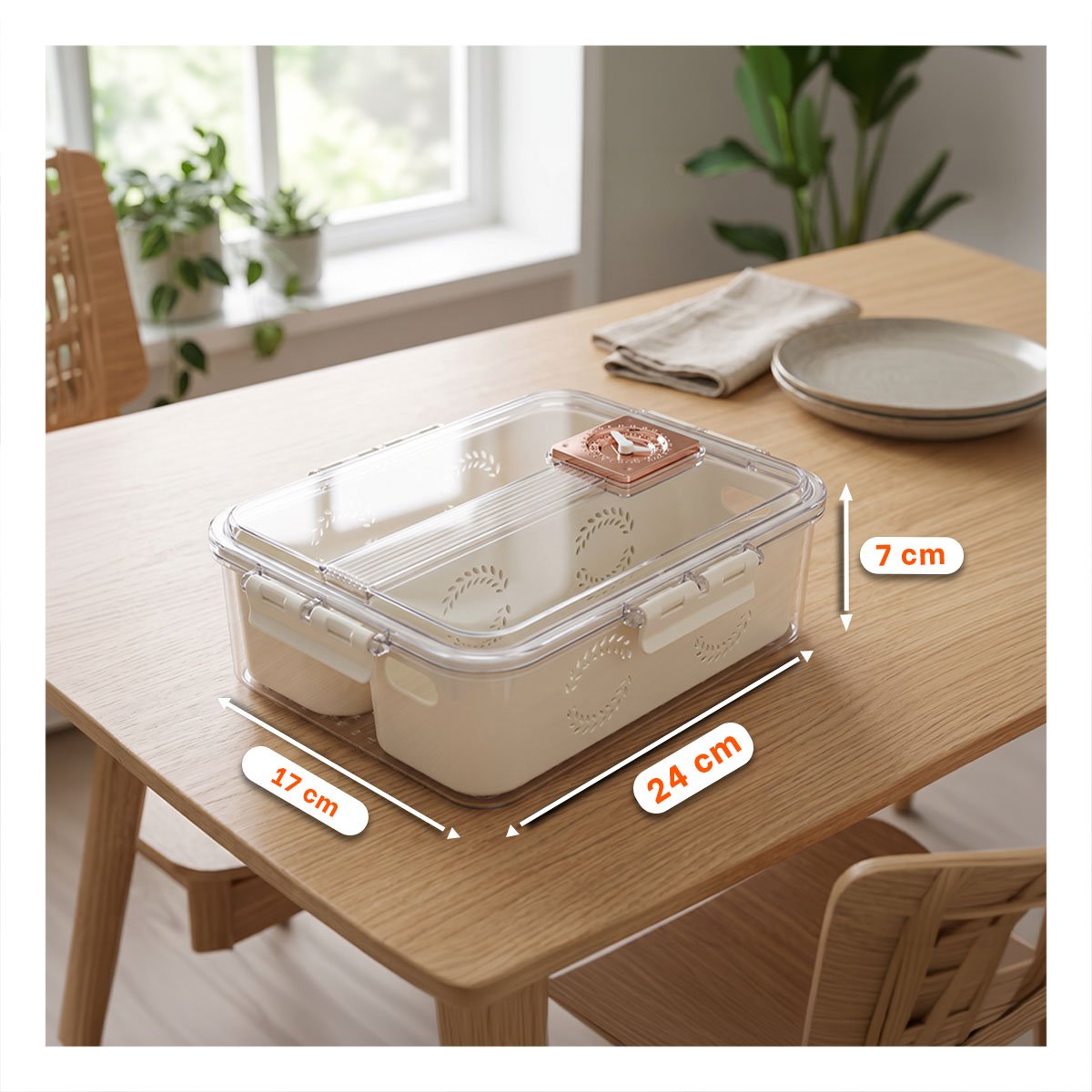 ORGANIZADOR PARA COCINA Y REFRIGERADOR CON 2 BANDEJAS ESCURRIDORAS LARGAS Y LIGAS REGALO - 3