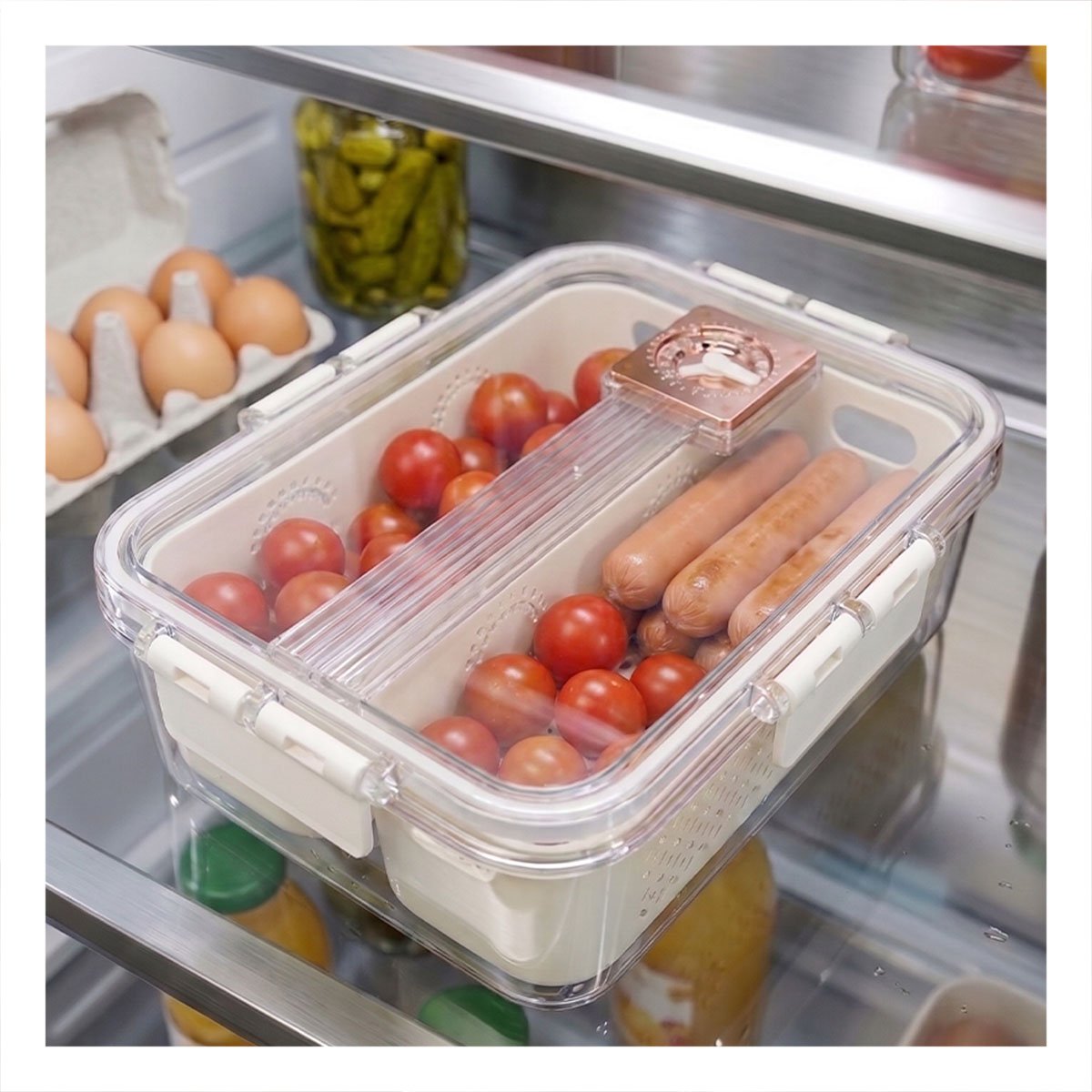 RECIPIENTE DE 2 BANDEJAS ESCURRIDORAS LARGAS PARA COCINA Y HOGAR TRANSPARENTE Y PAPEL REGALO - 1