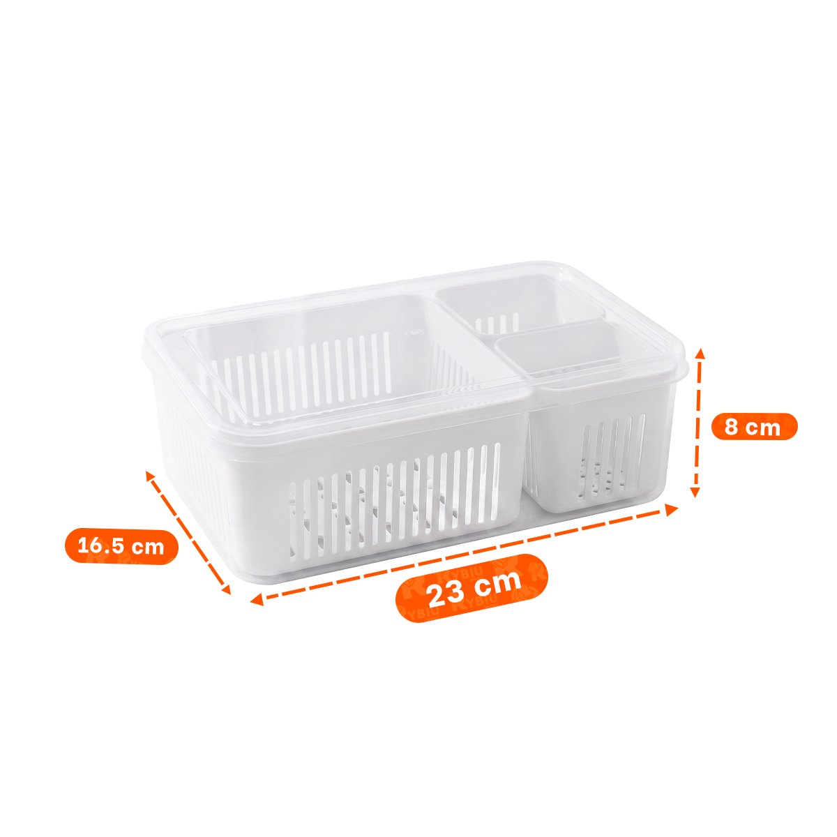 PACK12 CANASTA TRANSPARENTE DE 3 BANDEJAS PARA ESCURRIR Y ORDENAR ALIMENTOS 23X16,5X8CM - 3