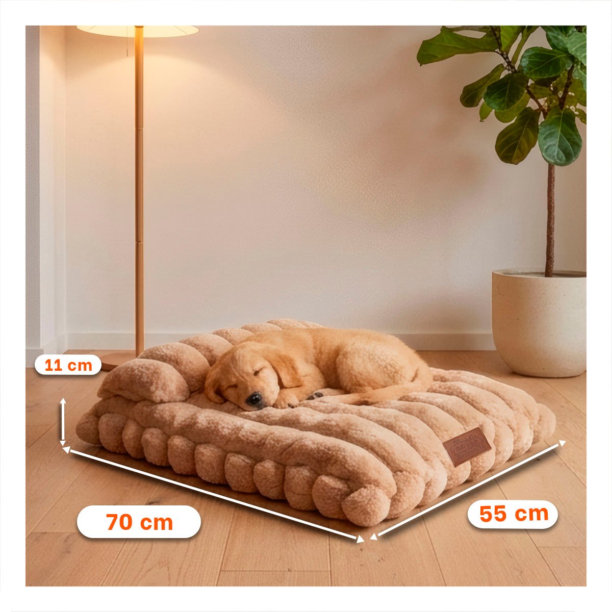 PACK4 MOISES RECTANGULAR CON ALMOHADA A RAYAS PARA PERROS Y MASCOTAS MARRON YPAPEL REGALO - 4