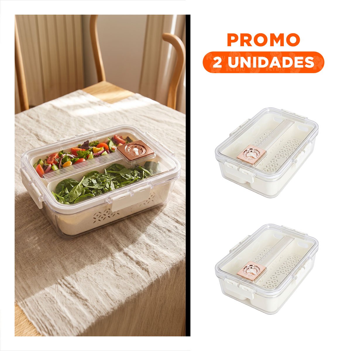 PACK2 RECIPIENTE TRANSPARENTE CON 2 BANDEJAS PARA MANTENER ORDENADA LA COCINA - 1