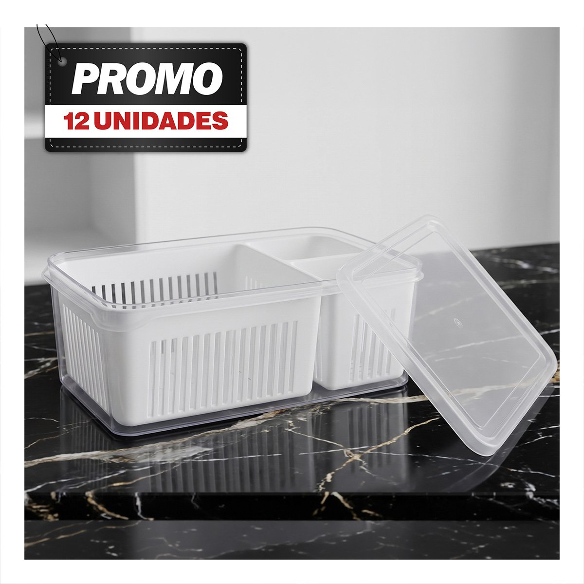 PACK12 ORGANIZADOR CON 3 BANDEJAS PARA COCINA Y REFRIGERADOR TRANSPARENTE YPAPEL REGALO - 1