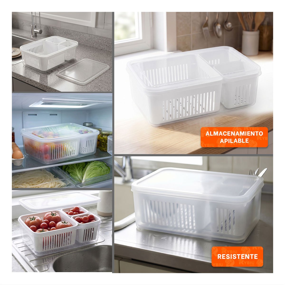 PACK12 ORGANIZADOR CON 3 BANDEJAS PARA COCINA Y REFRIGERADOR TRANSPARENTE YPAPEL REGALO - 3