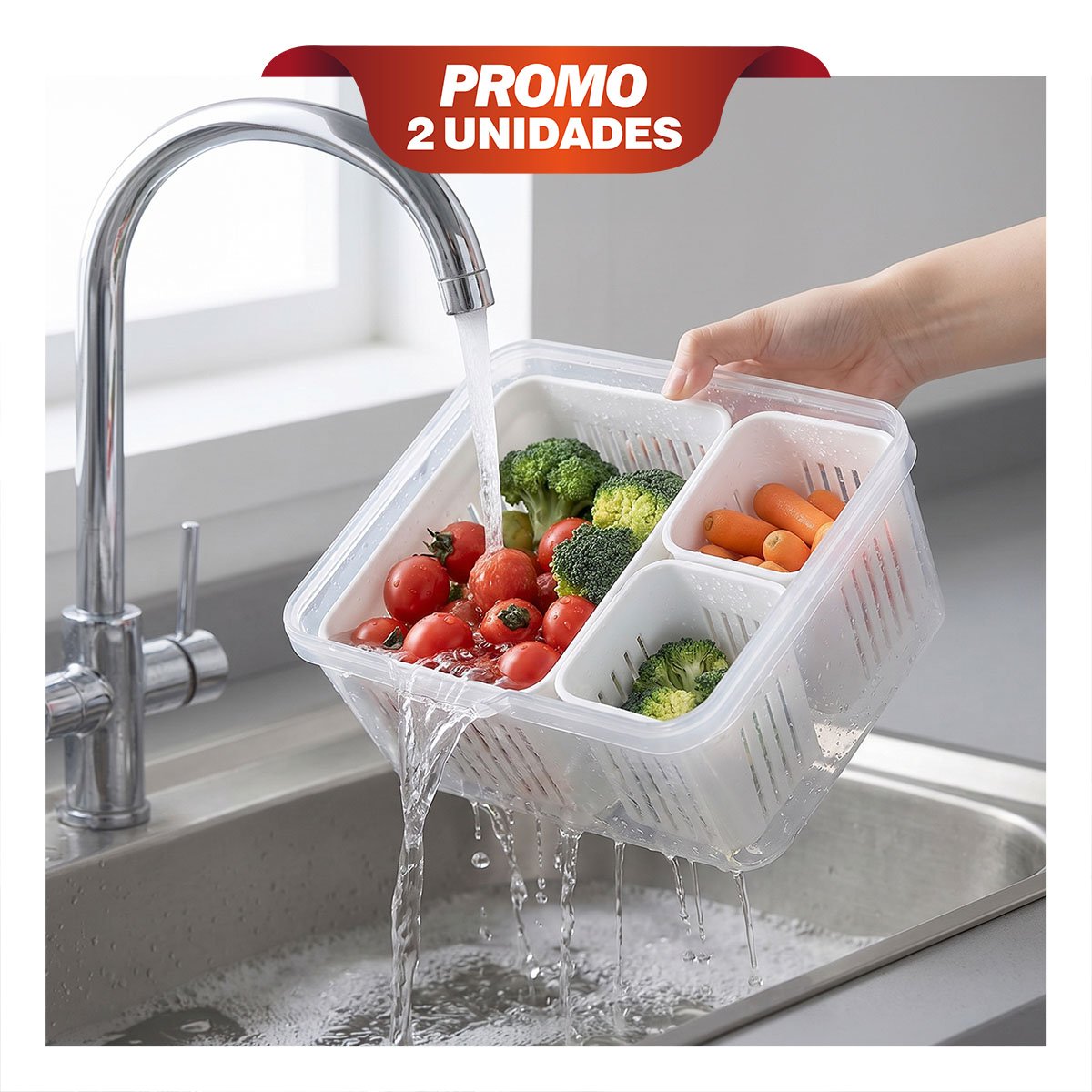 PACK2 ORGANIZADOR TRANSPARENTE DE COCINA CON BANDEJAS ESCURRIDORAS YREGALO STICKER - 1